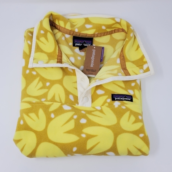 NWT PATAGONIA MICRO D SNAP-T PULLOVER RARE YELLOW COLOR PRINT WOMEN SIZE MEDIUM - Picture 12 of 15